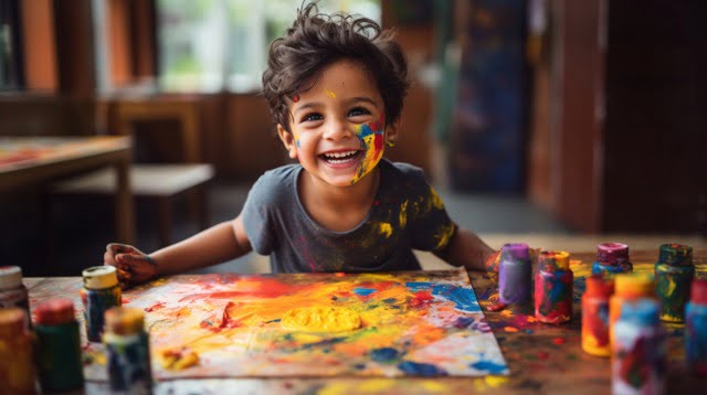 kids in art class